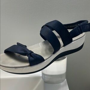 Clarks Blue and White Sandals with Minimalist Design